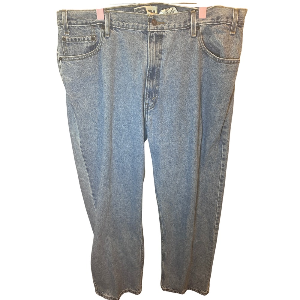 Signature by Levi Strauss Men 42x30 Light Wash Blue Excellent‎ Regular Fit Jeans